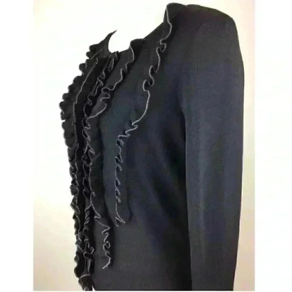 Ann Taylor Loft Sweater Small Ruffled Bib Cardigan - Picture 7 of 9